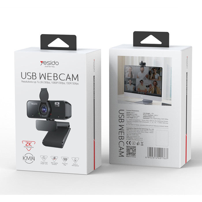 KM14 Yesido 360 Rotation 1080P 2 Million Pixels HD Camera Built-in Microphone Autofocus 1.5M Line USB Camera.