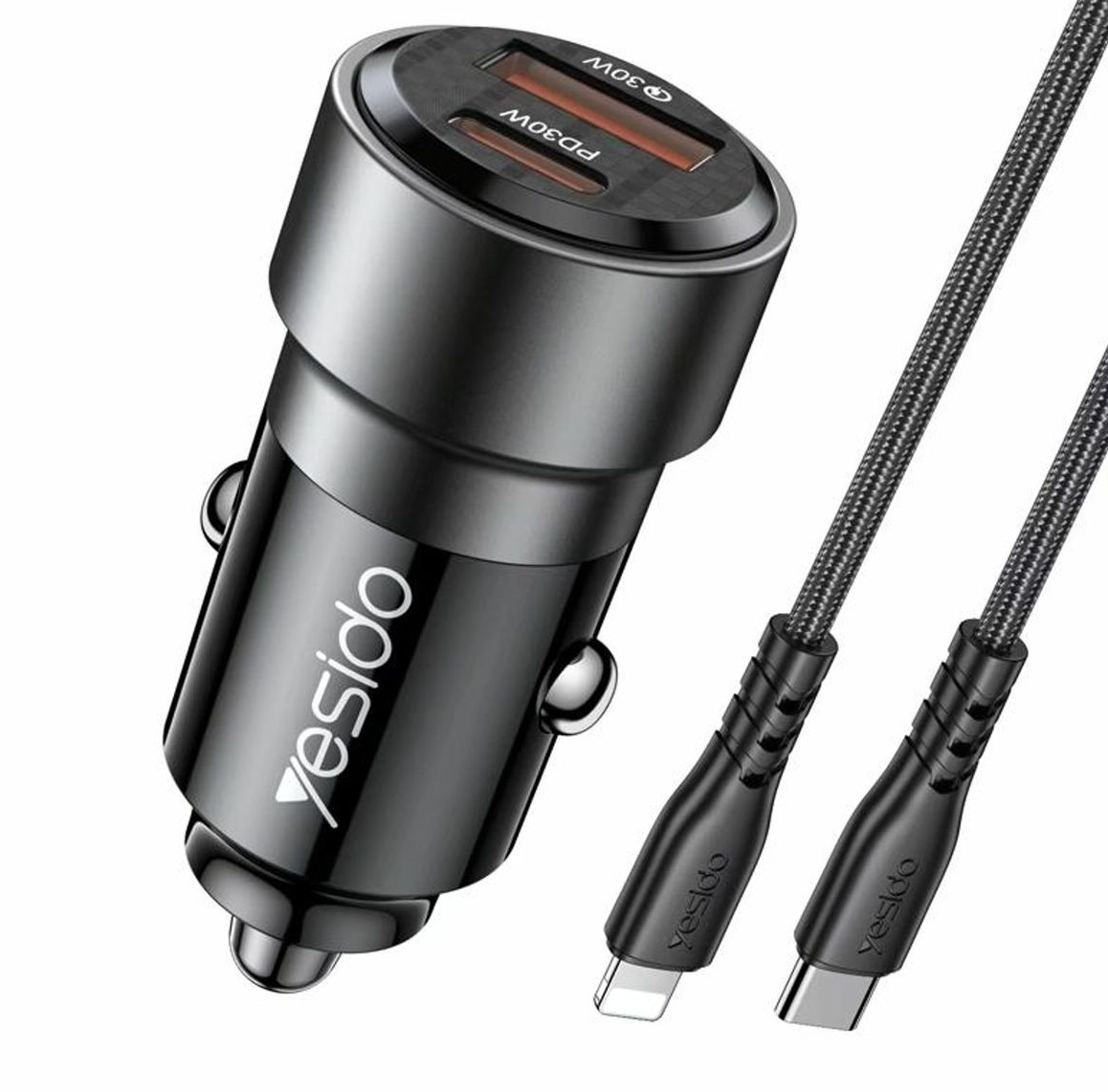 Yesido Y54 Super Fast Car Charger and Type-C to Lightning Cable (30W)