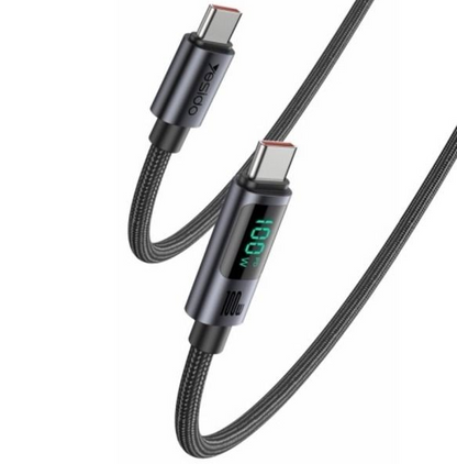 YESIDO CA158 100W Type-C to Type-C Digital Display Charging Cable