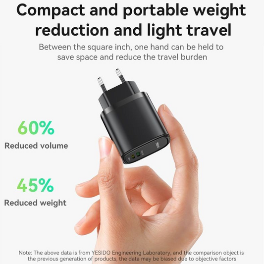 Yesido 20W Type-C And Lightning Dual Port Charger With C-L Cable YC44