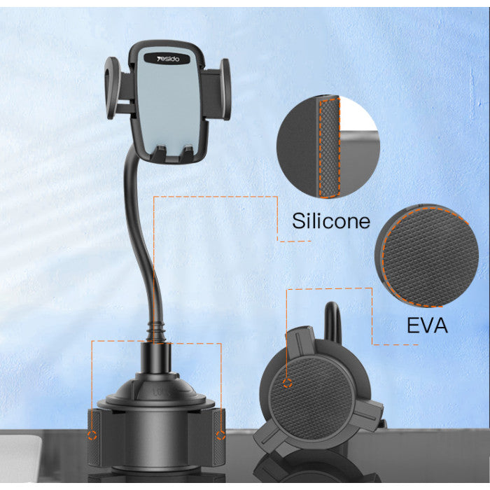 C112 Auto Extending Clamp Arm Long Flexible Arm Car Cup Phone Holder