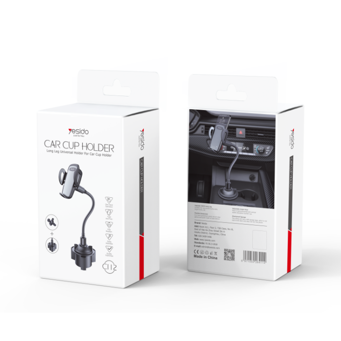 C112 Auto Extending Clamp Arm Long Flexible Arm Car Cup Phone Holder