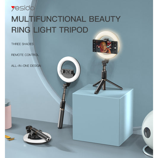 SF12 5 level Aluminum Alloy Portable With LED Ring Light Phone Holder Stand Selfie Stick