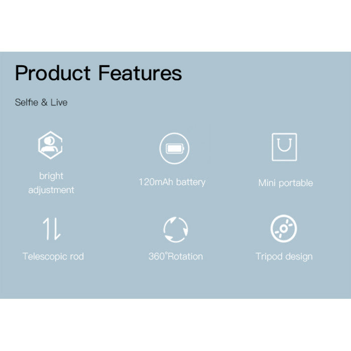 SF12 5 level Aluminum Alloy Portable With LED Ring Light Phone Holder Stand Selfie Stick