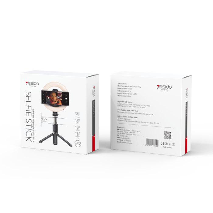 SF12 5 level Aluminum Alloy Portable With LED Ring Light Phone Holder Stand Selfie Stick