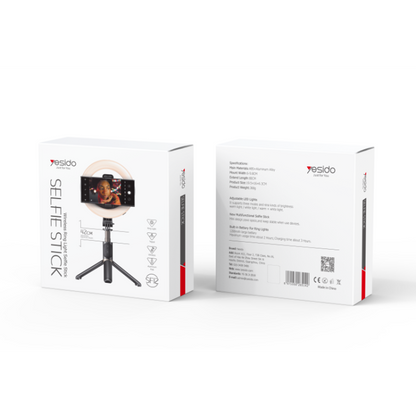 SF12 5 level Aluminum Alloy Portable With LED Ring Light Phone Holder Stand Selfie Stick