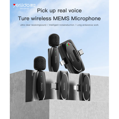 Yesido KR11 portable noise reduction wireless transmission 360 pickup voice Type-C transmit port wireless MEMS Microphone..