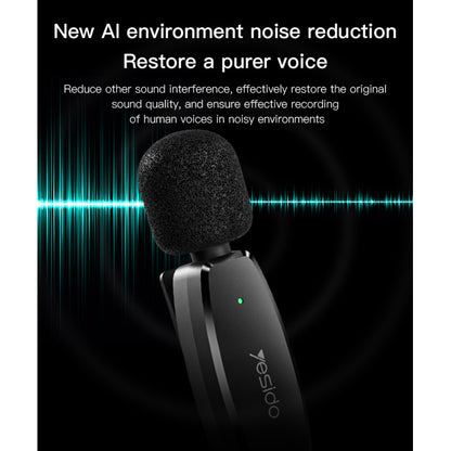 Yesido KR11 portable noise reduction wireless transmission 360 pickup voice Type-C transmit port wireless MEMS Microphone..
