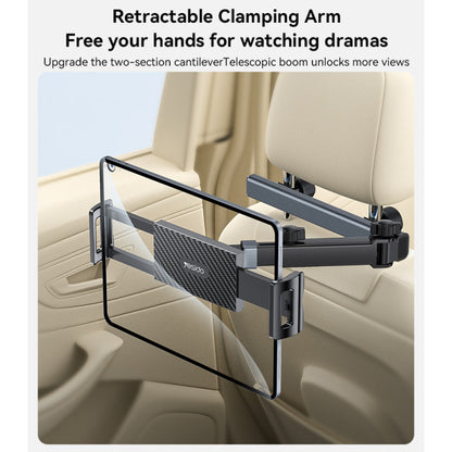 C294 360 Rotating Extra Wide Clamping Arm Long Hip Headrest Car Phone Holder