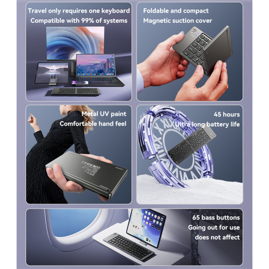 KB27 BT5.0 65 Bass Buttons Magnetic Ultra Long Battery Life BT Folding Small Keyboard