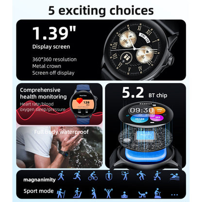 Smart Watch BT5.2 – Large Screen, Health Tracking & Waterproof