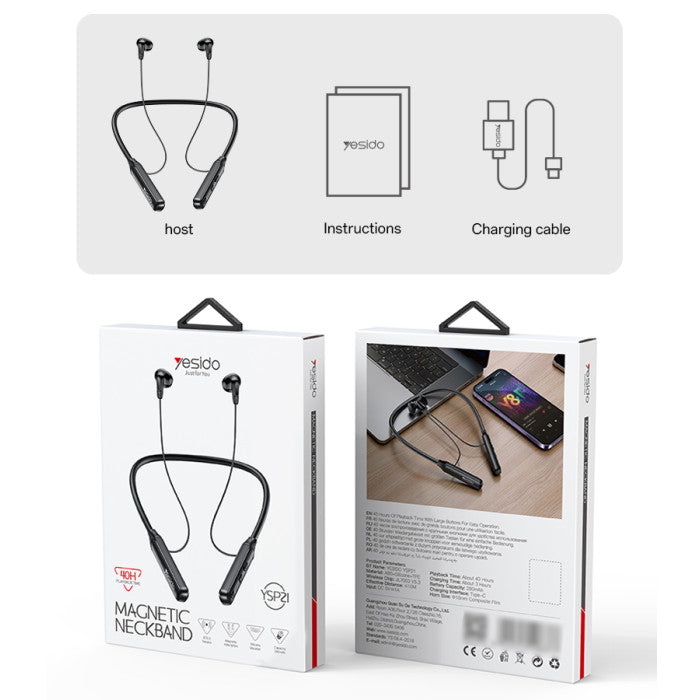 Halterneck Headset | ENC Noise Reduction & Magnetic Earbuds | YSP21 BT5.3