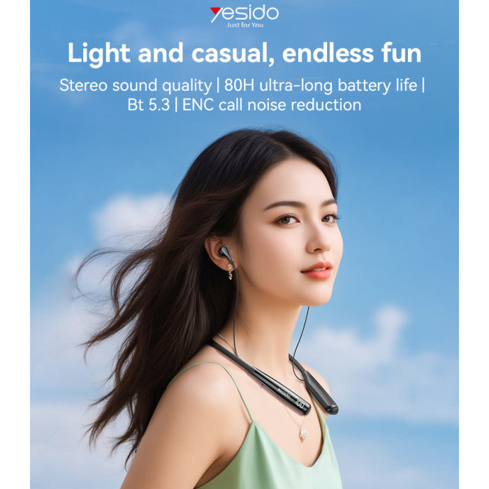 YSP22 BT5.3 Halterneck Headset | ENC Noise Reduction & LED Display