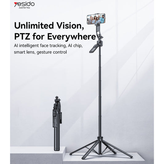 SF23 Yesido 360 Rotation AI Intelligent Face Tracking Multifunctional Remote Control Aluminum Alloy Pole Tripod Selfie Stick.
