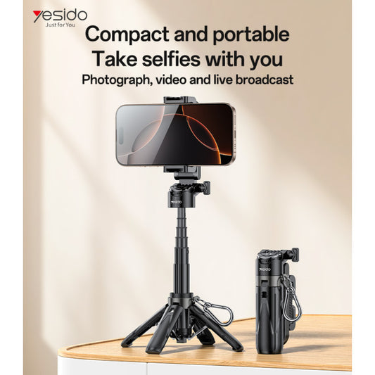 SF29 360 Rotation 43CM Length BT5.2 Detachable Remote Control Reinforced Tripod Mini Selfie Stick