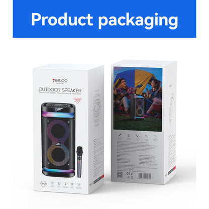 YSW29 Yesido 40W BT5.3 Dual 6.5inch Speakers RGB Light With Microphone 4400mAh Large Battery Digital Wireless Speaker