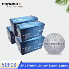 2PCS Renata CR1632 CR 1632 DL1632 ECR1632 BR1632 GPCR1632 3V Lithium Button Battery For Remote Control Calculator Scale