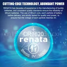 Renata Original Product 5Pcs/Lot cr1620 Button Cell Batteries For Watch 3V Lithium Battery CR 1620 Remote Control Calculator