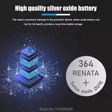 2pcs New RENATA 100% Original 1.55V 364 SR621SW V364 SR60 SR621 AG1 Watch Battery Button Coin Cell Batteries MADE IN Swiss