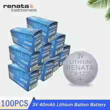 2PCS RENATA CR1220 CR 1220 BR1220 DL1220 ECR1220 LM1220 3V Lithium Battery For Calculator Scale Toy Alarm Button Coin Cell