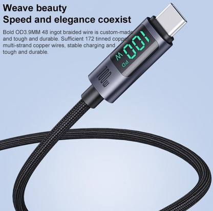 YESIDO CA158 100W Type-C to Type-C Digital Display Charging Cable