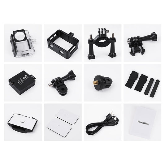 DV102, dual-screen sports HD action camera, 4k / 60fps video resolution, 150° field of view, up to 30 meters with waterproof shell