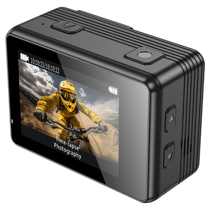 DV102, dual-screen sports HD action camera, 4k / 60fps video resolution, 150° field of view, up to 30 meters with waterproof shell