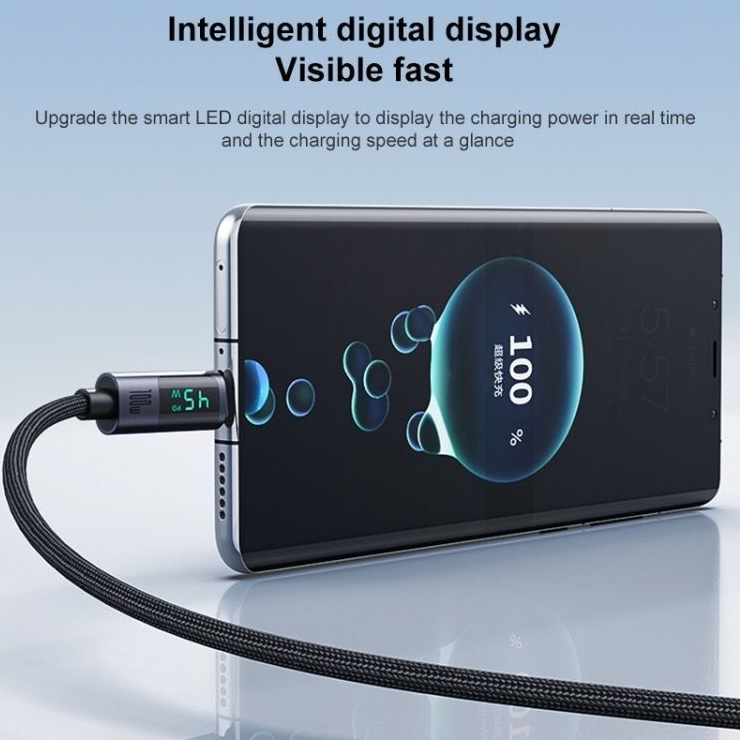 YESIDO CA158 100W Type-C to Type-C Digital Display Charging Cable