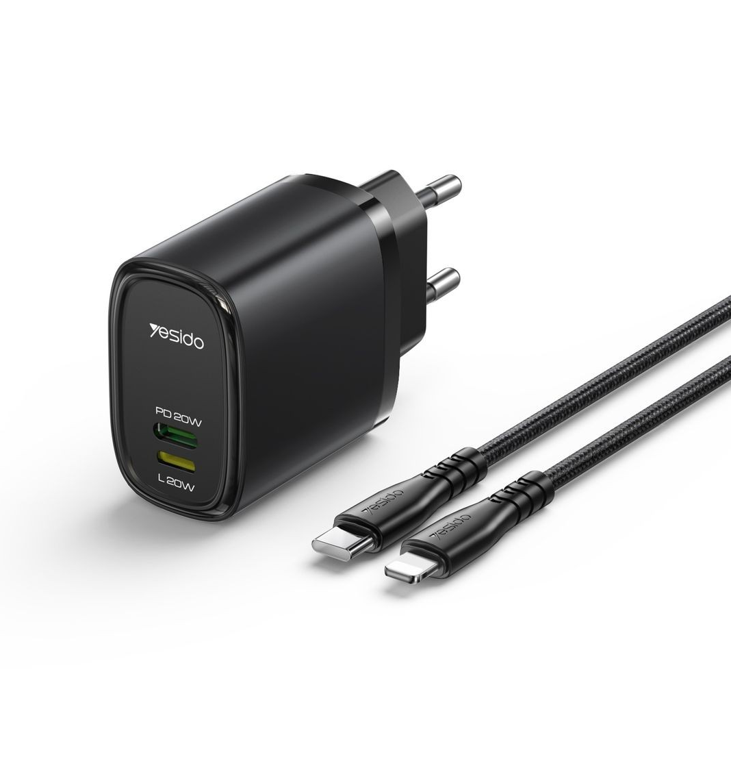 Yesido 20W Type-C And Lightning Dual Port Charger With C-L Cable YC44