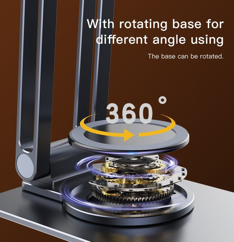 YESIDO  Aluminum Alloy 360 Rotating Folding Desktop Phone Holder