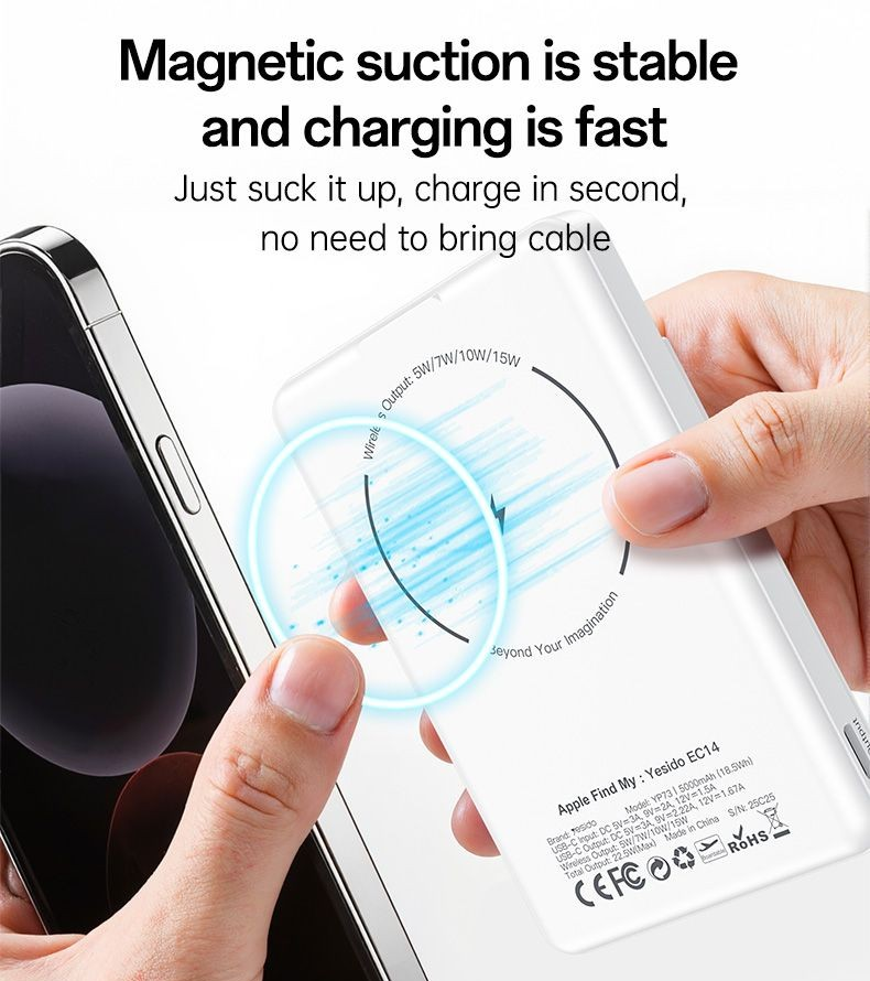 Yesido YP73 5000 Mah Magnetic Wireless Power Bank With Smart Locator